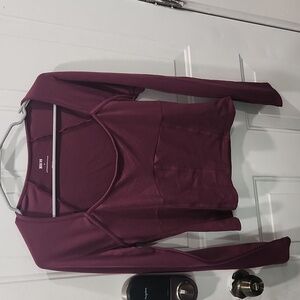 Anthropologie Maeve Ponte Corset Slightly Cropped Long Sleeve Top(M)